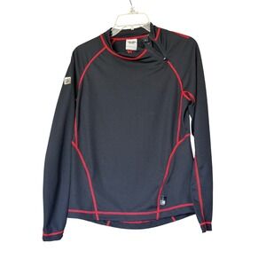 Harley-Davidson Womens Black Red Contrast Stitch Mock Neck Zip Base Layer Top S
